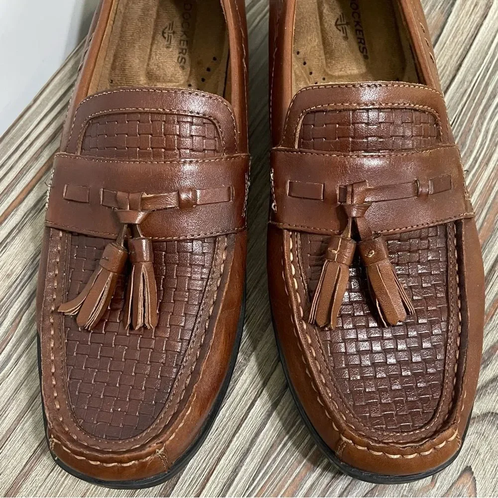 Dockers Memory Foam Brown Leather Loafer Men 10M Comfort Office Business Casual